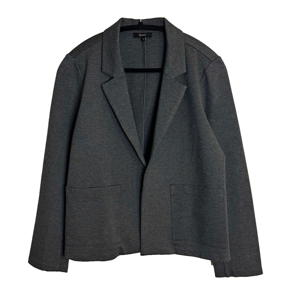 Quince Charcoal Gray Ponte Knit Open Front Blazer Jacket Stretch Suit Size S